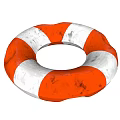 Orange And White Circular Fire Safety Lifebuoy With Weathered Texture For Emergency Rescue