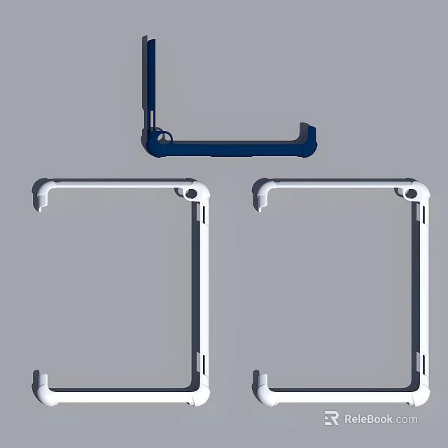 Two White Plastic Frames And Blue Metal Component For Electronic Device Structure 3d model 