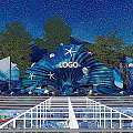 Starry Night Event Stage Design With Shell Structure LOGO Ocean Elements And Trees 3d model