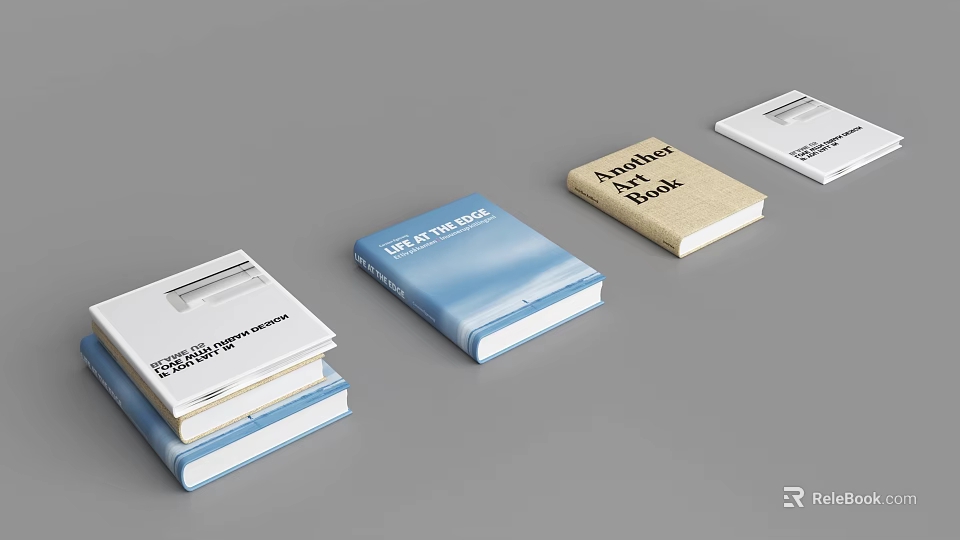 Colorful Books Collection With Blue Beige White Covers And LET IT SNOW Anywhere Book Titles 3d model 