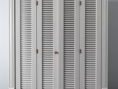 White Louvered Folding Doors with Classic Design and Smooth Operation for Interior Spaces 3d model