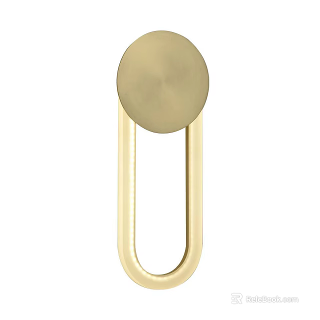 Minimalist Modern Golden Wall Light With Circular Top And U Shaped Base Design 3d model 
