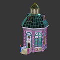 European-style Architecture Model Showcasing Green Dome White Walls Arched Windows Decorative Carvings And Steps
