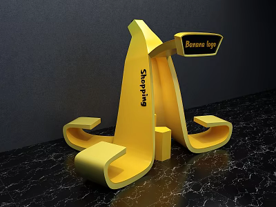Yellow Banana Shaped Creative Shopping Shop Stand Structure With Modern Design 3d model