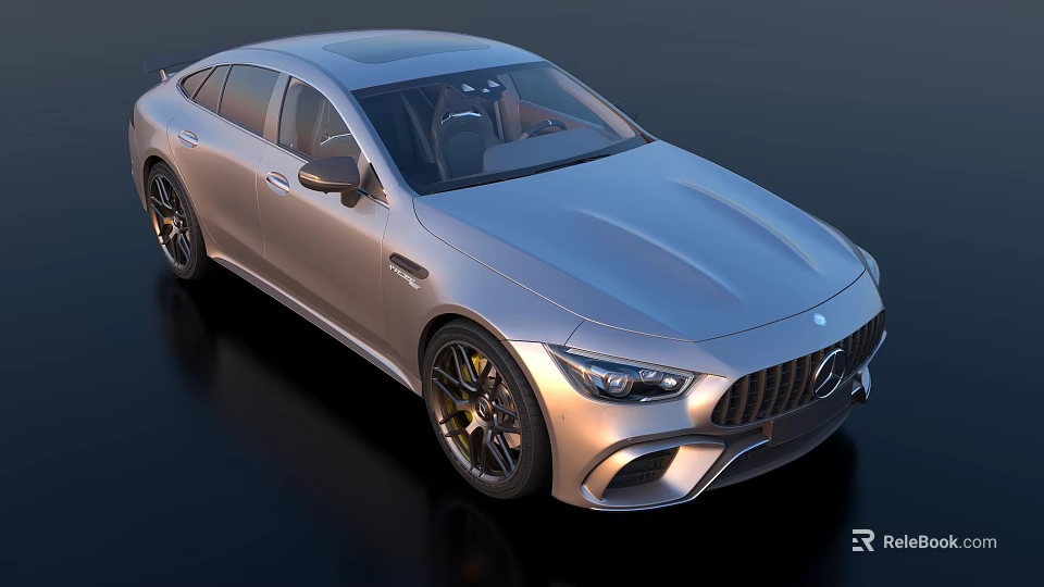 Mercedes AMG Silver Four Door Coupe With Sleek Design Sporty Exterior And Alloy Wheels 3d model 