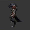 Wolfman Warrior Character in Decorative Armor with Red White Accents Spiked Shoulders and Leather Belt