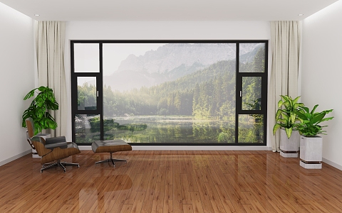 modern floor-to-ceiling windows 3d model