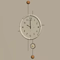 Minimalist White Dial Wall Clock With Numeric Markers And Pendulum On Light Wall