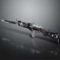 Tactical Assault Rifle With Bayonet Attachment Metal Components And Black Silver Modern Design