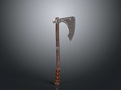 Vintage Axe Weapon With Metal Blade And Wooden Handle Design 3d model