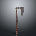 Vintage Axe Weapon With Metal Blade And Wooden Handle Design