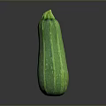 Fresh Green Striped Zucchini Vegetable On Dark Background With Smooth Skin