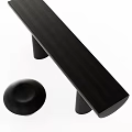 Modern Black Minimalist Stool With Long Wooden Seat And Cylindrical Legs