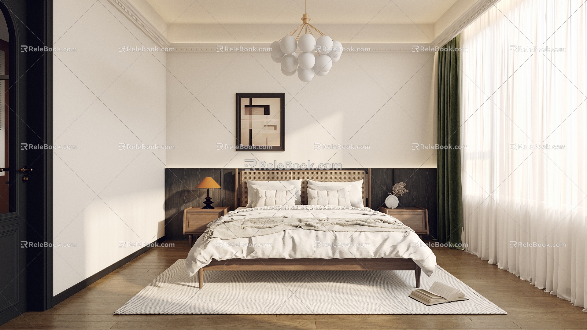 Bedroom French Middle French Bedroom French Middle Solid Wood Bed 3d model