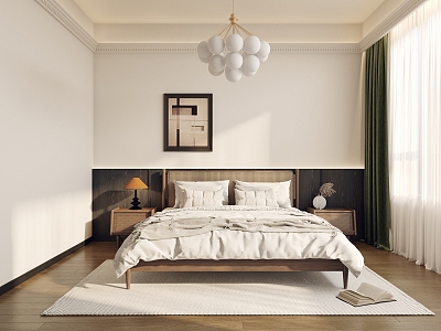 Bedroom French Middle French Bedroom French Middle Solid Wood Bed 3d model