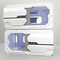 White Stacked Modern Tech Inspired Device With Transparent Windows And Blue Lighting 3d model