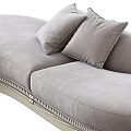 Navy Blue and Light Gray Curved Sectional Sofa with Plush Cushions and Decorative Trim