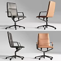 Contemporary Black And Brown Office Chair Interior With Swivel Wheels And Armrests