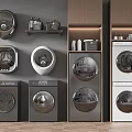 Modern Washing Machines Collection Featuring Wall Mounted Freestanding And Stackable Designs 3d model
