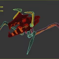 Mythical Spider Creature With Black Orange Body And Glowing Red Limbs
