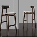 Modern Wooden Bar Stools With Light Seat And Curved Backrest In Minimalist Room