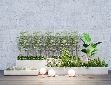 Plant Flower Box Combination Potted Bonsai Plant Pile Flowers and Grasses Green Plant 3d model