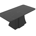 Modern Black Dining Table With Patterned Top And Unique Double Column Base Design 3d model