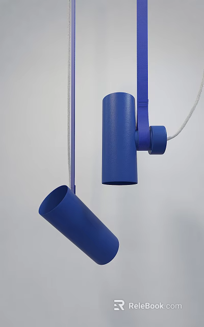 Blue Modern Pendant Light With Cylindrical Design And Unique Hanging Structure For Interior 3d model
