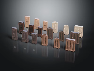 Modern Wooden Shoe Cabinets With Various Styles And Different Design Details 3d model