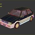 Vintage Gray And White Hatchback Car With Sleek Front Design And Sporty Wheels