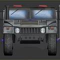 Military Ambulance With Red Cross Red Emergency Lights Silver Gray Body And Large Off-Road Wheels