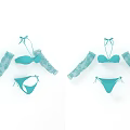 Turquoise Bikini Sets With Lace Sleeves Top And Bottom For Summer Beach Wear