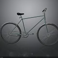 Teal Minimalist Bicycle With Black Seat And Silver Wheels On Gray Background