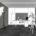 Modern Public Office Space With Workstations Computers And Lighting Equipment