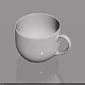 White Ceramic Cup On Gray Surface With Reflection And Shadow