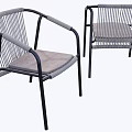 Modern Dining Chairs with Black Metal Frame Woven Backrest and Light Grey Padded Seats