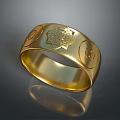 Hardware Tools Crafted Gold Ring With Decorative Emblems And Smooth Surface 3d model