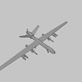 Large Commercial Airplane Top View With Four Engines And Long Wings On Dark Background
