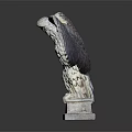Artistic Detailed Stone Eagle Sculpture With Spread Wings And Square Base