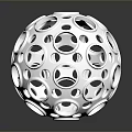 White Spherical Decorative Object With Geometric Perforated Design And Hollow Structure 3d model