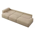 Modern Beige Fabric Three Seater Sofa With Comfortable Cushions And Minimalist Design