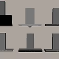 Stylish Modern Kitchen Appliances Featuring Various Range Hood Designs On 3d model