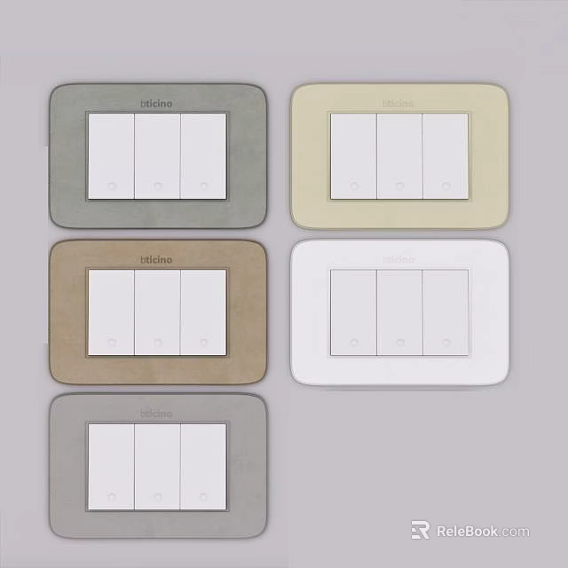 Various Color Switch Panels With Multiple Switches For Home Interior Design 3d model