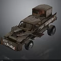 Rugged Rusty Modified Off Road Truck With Open Top TROUBLE Lettering And Wasteland Look