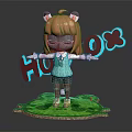 Cute Cartoon Character With Orange Hair Wearing Glasses Turquoise Top And Green Platform HOLO Text