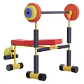 Colorful Sports Equipment Set With Weight Bench Barbell Red Seats And Support Frames