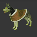Siberian Husky Wearing Brown Dog Vest With White Trim Standing Isolated