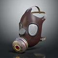 Vintage Brown Leather Gas Mask With Protective Lens And Filter Design
