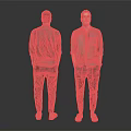 Man in Green Shirt and Pants Front and Back View with Gray Background and Sandals