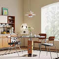 Modern Dining Table Set Interior Design With Chairs Pendant Lamp Flower Vase And Window View
